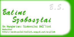 balint szoboszlai business card